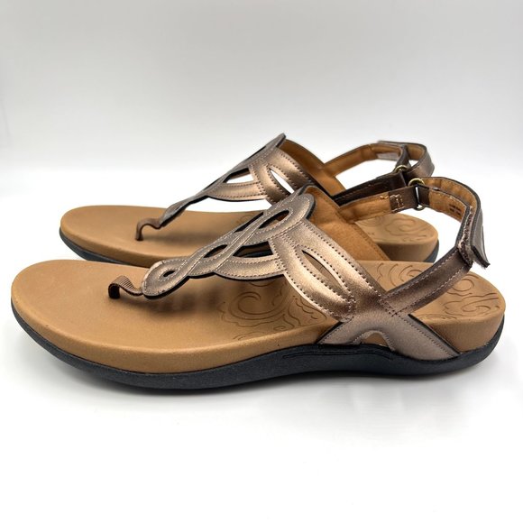 Rockport Womens‎ Ramona Metallic Bronze Curvy T-Strap Summer Sandals Shoes 10M - Picture 6 of 13